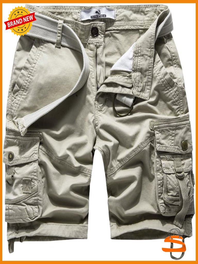 Cotton Relaxed Fit Multi-Pocket Bermuda Cargo Shorts